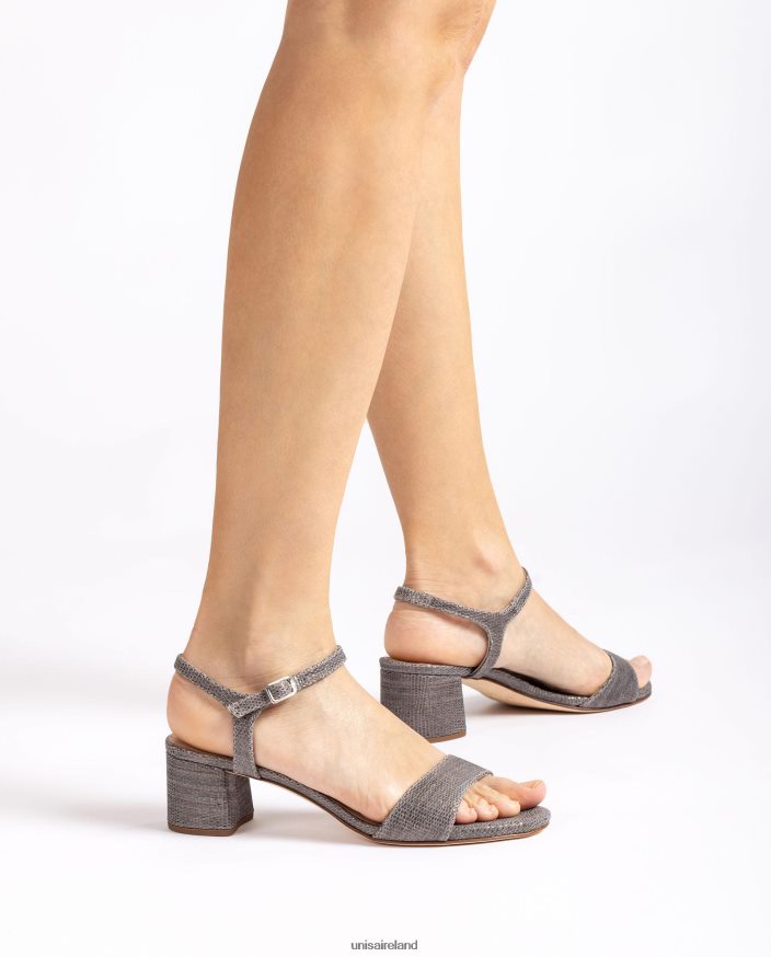 Graceful 80842D367 Women Unisa Metal effect suede sandals with wide heel