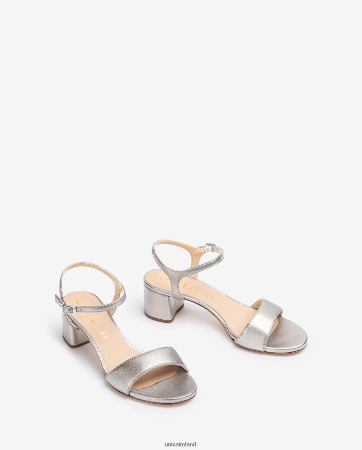 Graceful 80842D368 Women Unisa Metal effect leather sandals with wide heel