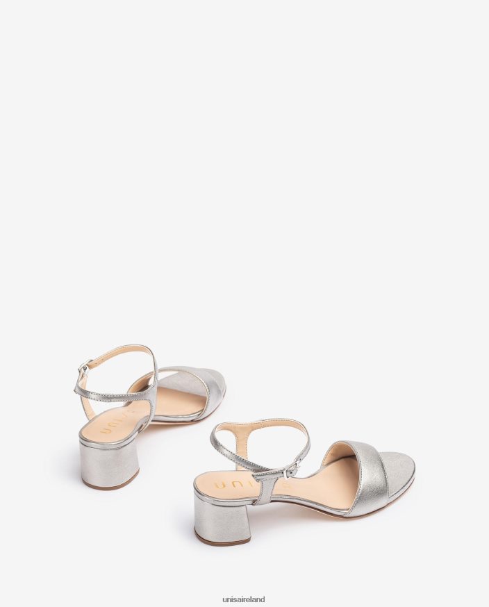 Graceful 80842D368 Women Unisa Metal effect leather sandals with wide heel