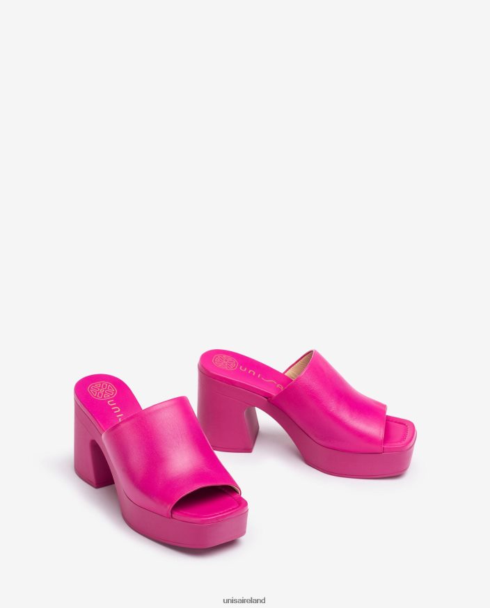 Pink 80842D236 Women Unisa Wide vamp sandal with a block heel