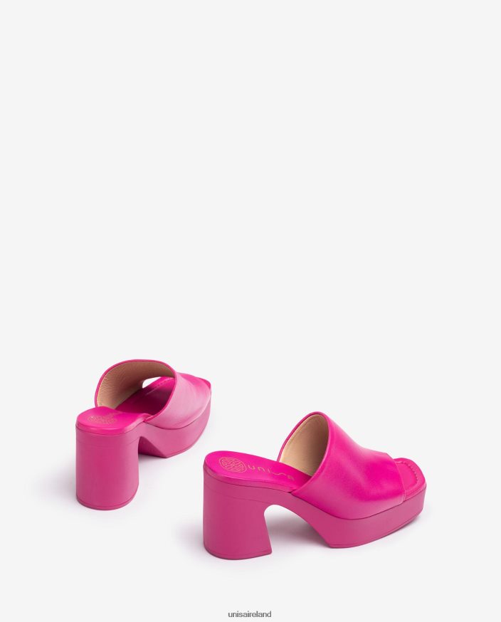 Pink 80842D236 Women Unisa Wide vamp sandal with a block heel