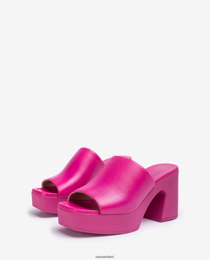 Pink 80842D236 Women Unisa Wide vamp sandal with a block heel