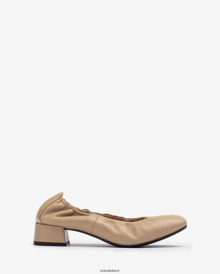 Beige 80842D1296 Women Unisa Shoe with puckered trim