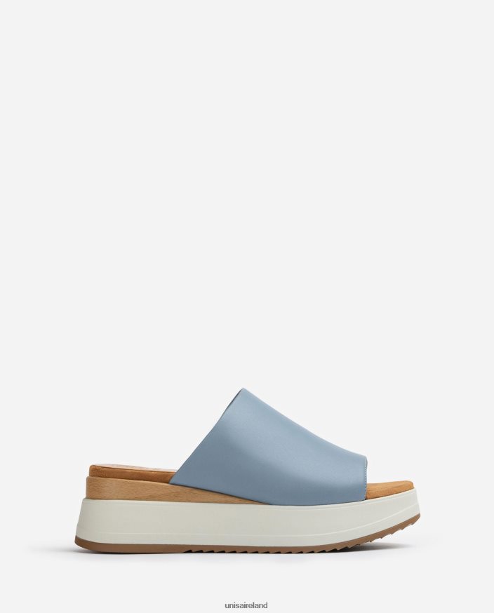 Blue 80842D829 Women Unisa Sandal with a wedge heel and a wide vamp