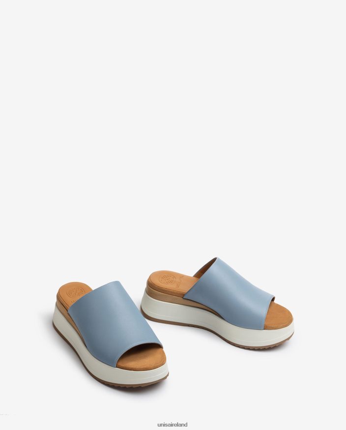 Blue 80842D829 Women Unisa Sandal with a wedge heel and a wide vamp