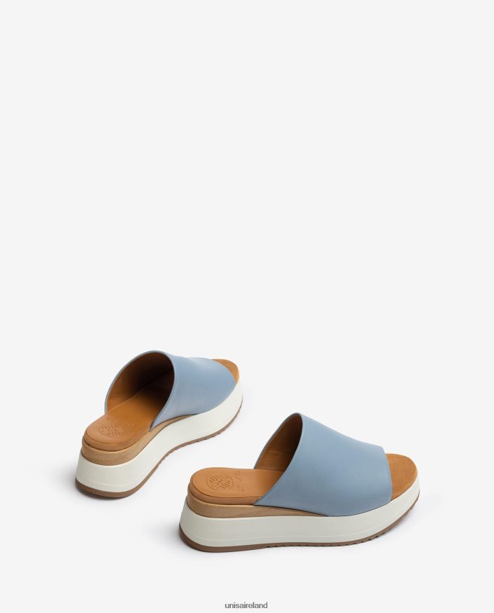 Blue 80842D829 Women Unisa Sandal with a wedge heel and a wide vamp