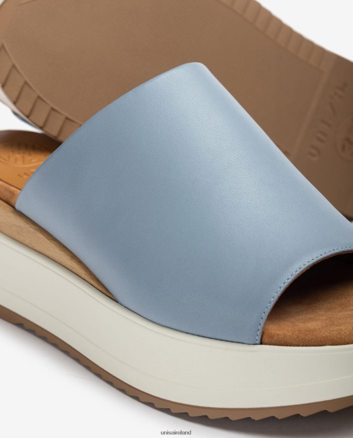 Blue 80842D829 Women Unisa Sandal with a wedge heel and a wide vamp