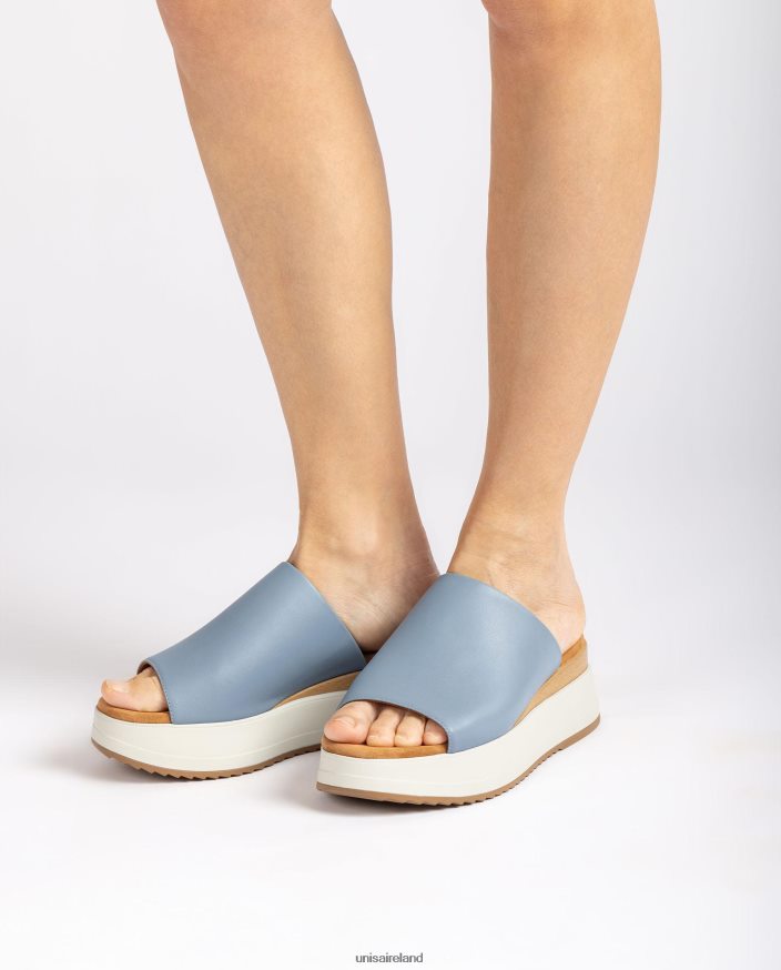 Blue 80842D829 Women Unisa Sandal with a wedge heel and a wide vamp