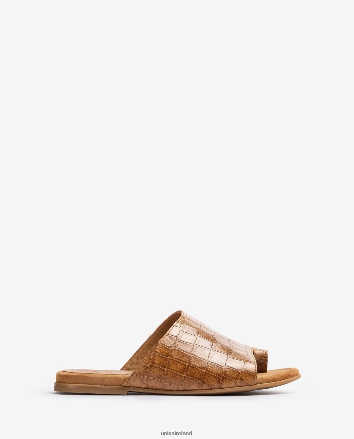 Brown 80842D1260 Women Unisa Flat leather mule sandals