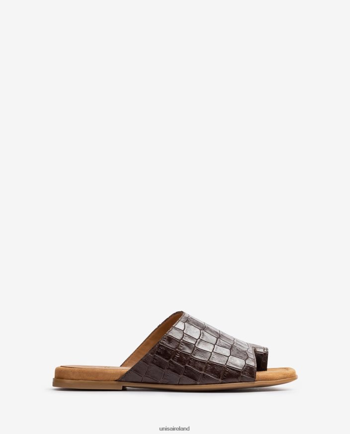 Brown 80842D1261 Women Unisa Flat leather mule sandals