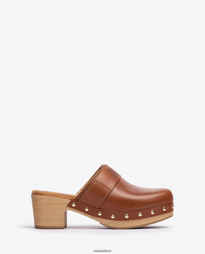 Brown 80842D807 Women Unisa Clog made in leather