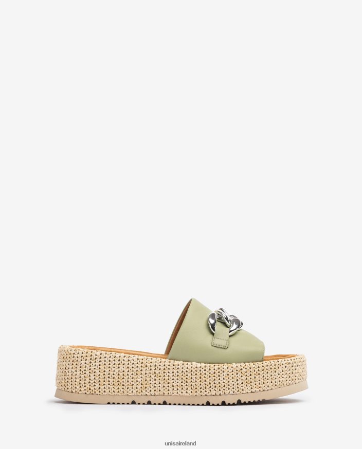 Green 80842D800 Women Unisa Sandal with a chain on the vamp