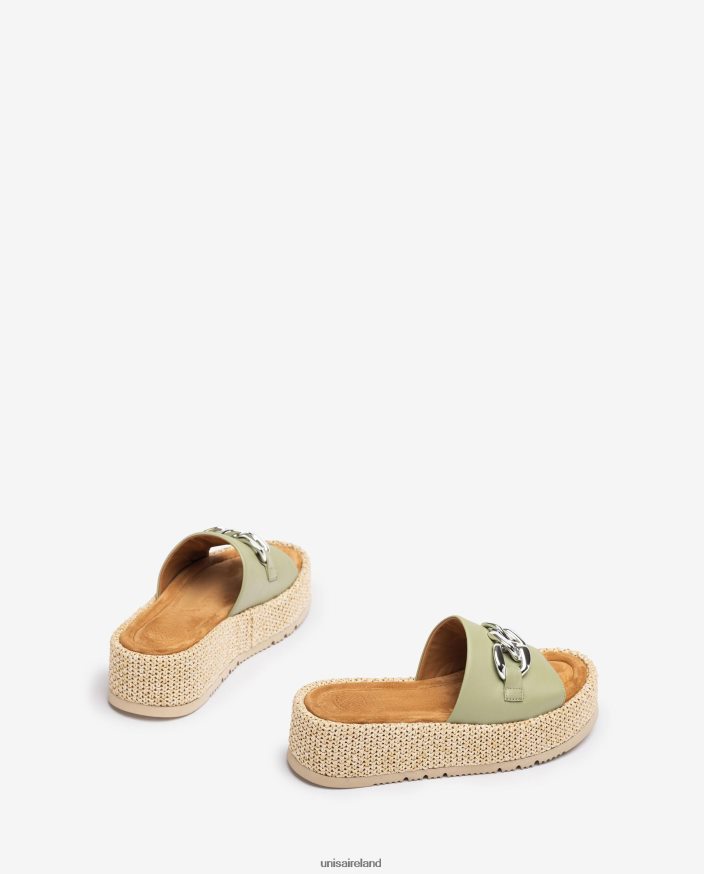 Green 80842D800 Women Unisa Sandal with a chain on the vamp