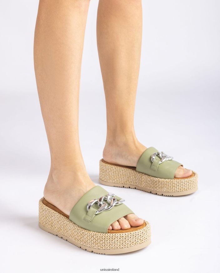 Green 80842D800 Women Unisa Sandal with a chain on the vamp