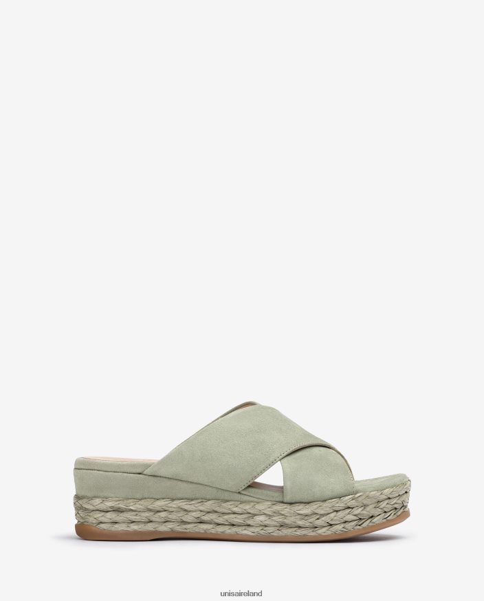 Green 80842D814 Women Unisa Suede sandal with cross-over straps