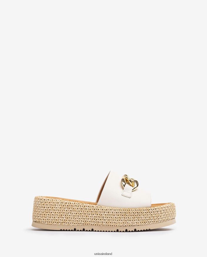 White 80842D801 Women Unisa Sandal with a chain on the vamp