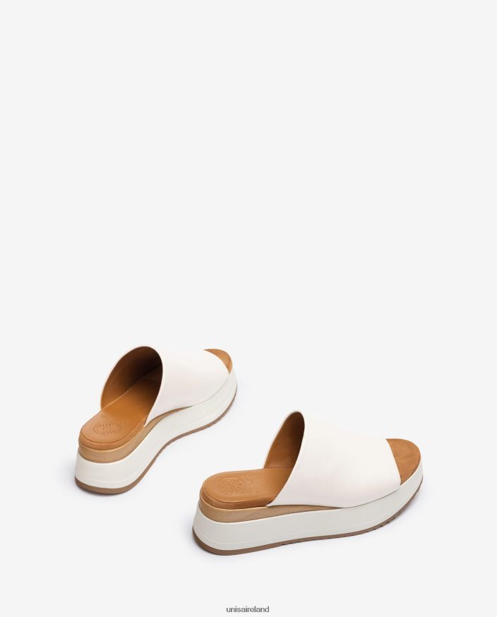 White 80842D828 Women Unisa Sandal with a wedge heel and a wide vamp