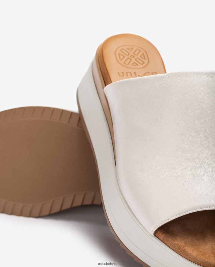 White 80842D828 Women Unisa Sandal with a wedge heel and a wide vamp