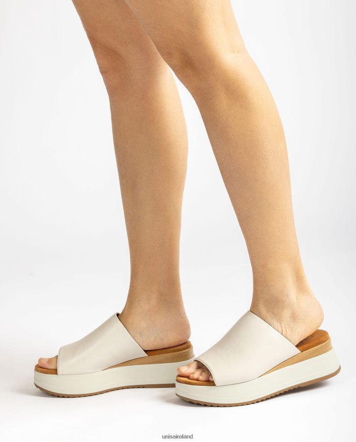 White 80842D828 Women Unisa Sandal with a wedge heel and a wide vamp