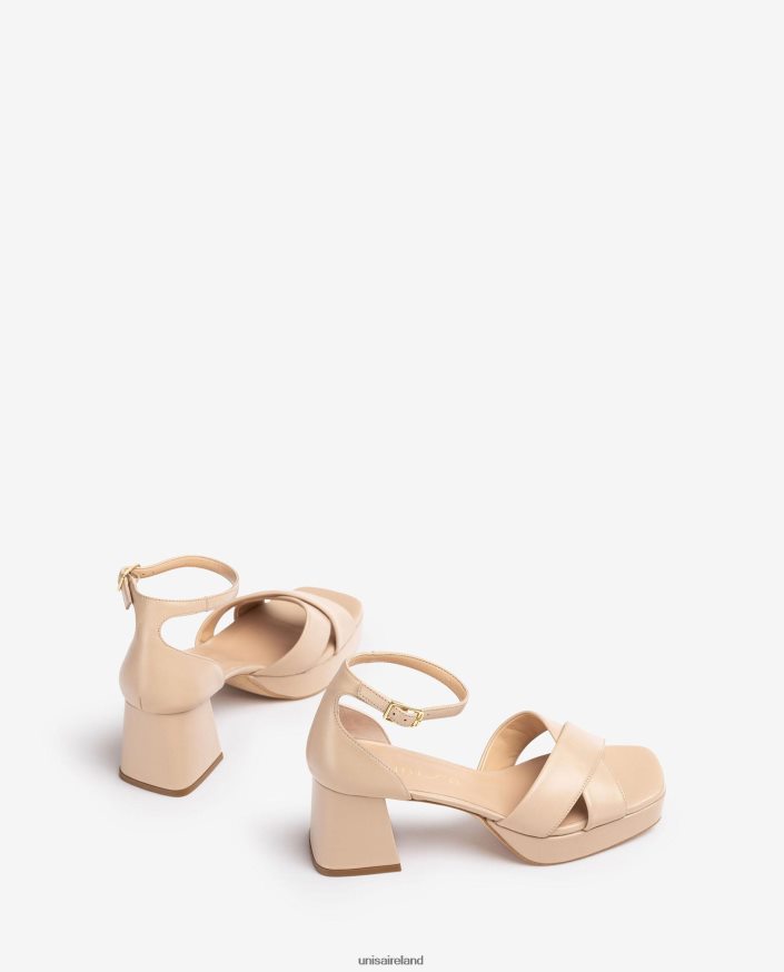 Beige 80842D219 Women Unisa Sandal with a heel and platform
