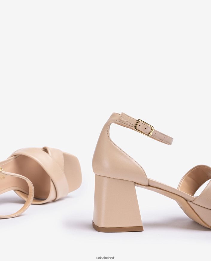 Beige 80842D219 Women Unisa Sandal with a heel and platform