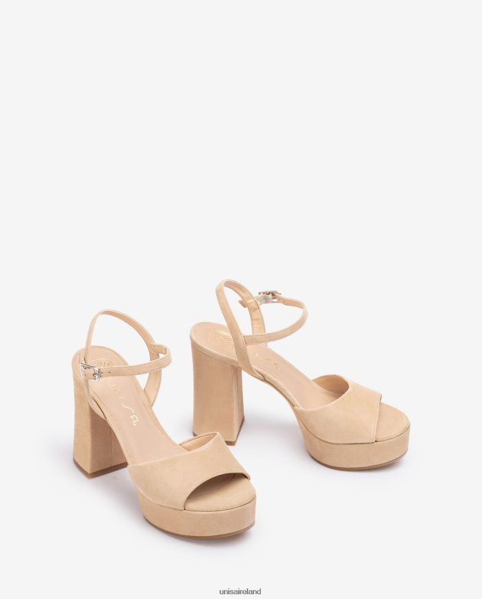 Beige 80842D363 Women Unisa High heel and platform sandal