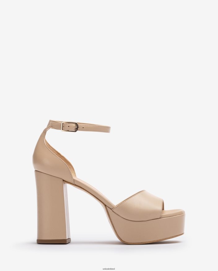 Beige 80842D56 Women Unisa Square toe sandal with a platform