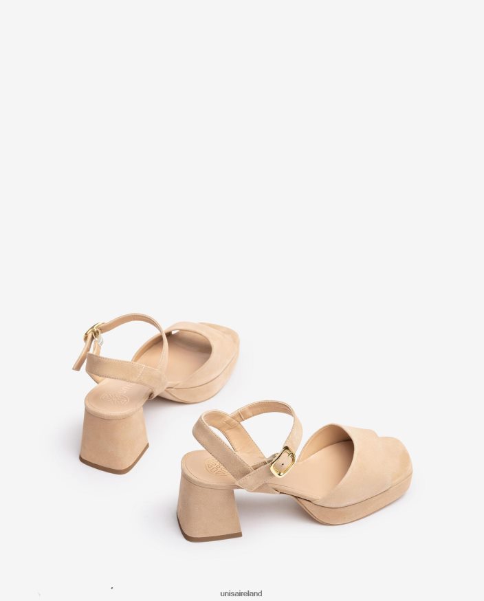 Beige 80842D67 Women Unisa Sandal with a heel and platform
