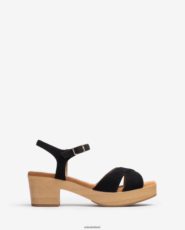 Black 80842D122 Women Unisa Cross strap sandal