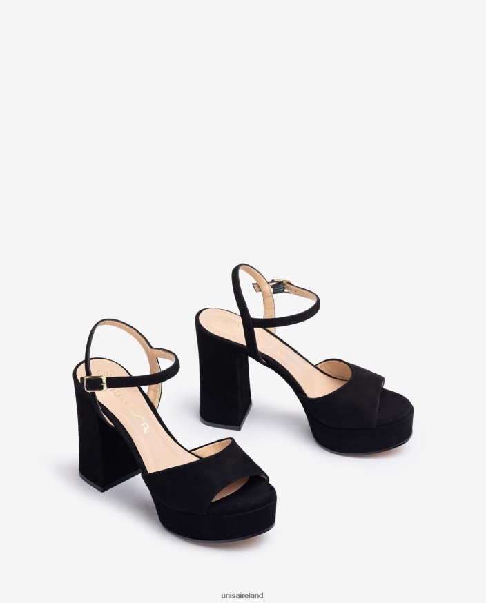 Black 80842D362 Women Unisa High heel and platform sandal