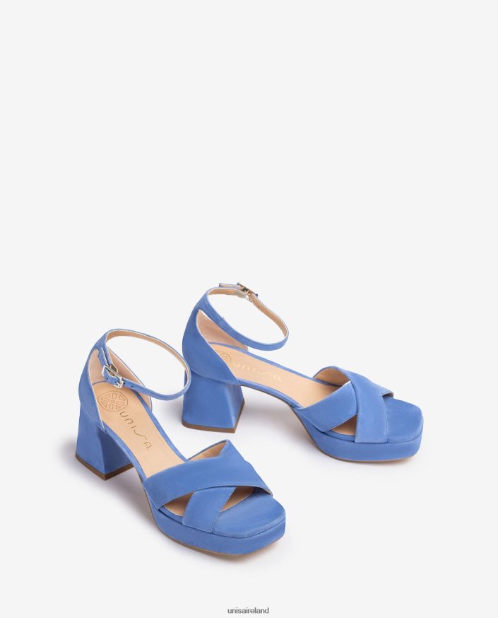 Blue 80842D218 Women Unisa Sandal with a heel and platform