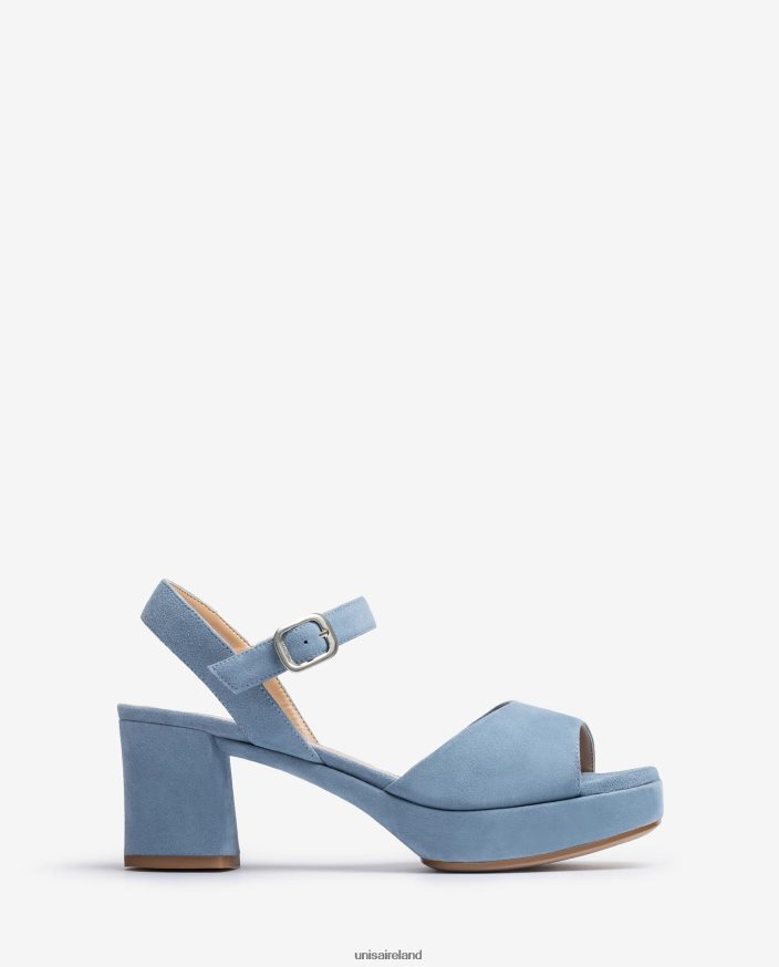 Blue 80842D437 Women Unisa Suede sandal with a buckle