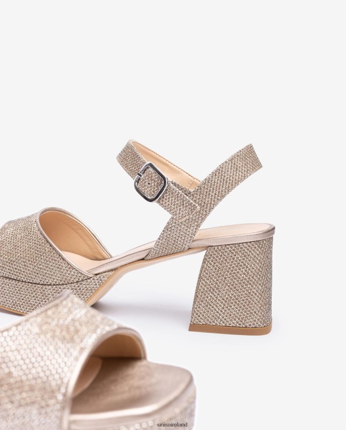 Bronze 80842D212 Women Unisa Sandal with a heel and platform