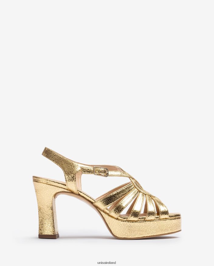 Fashion 80842D231 Women Unisa Strappy sandal in shiny metallic leather