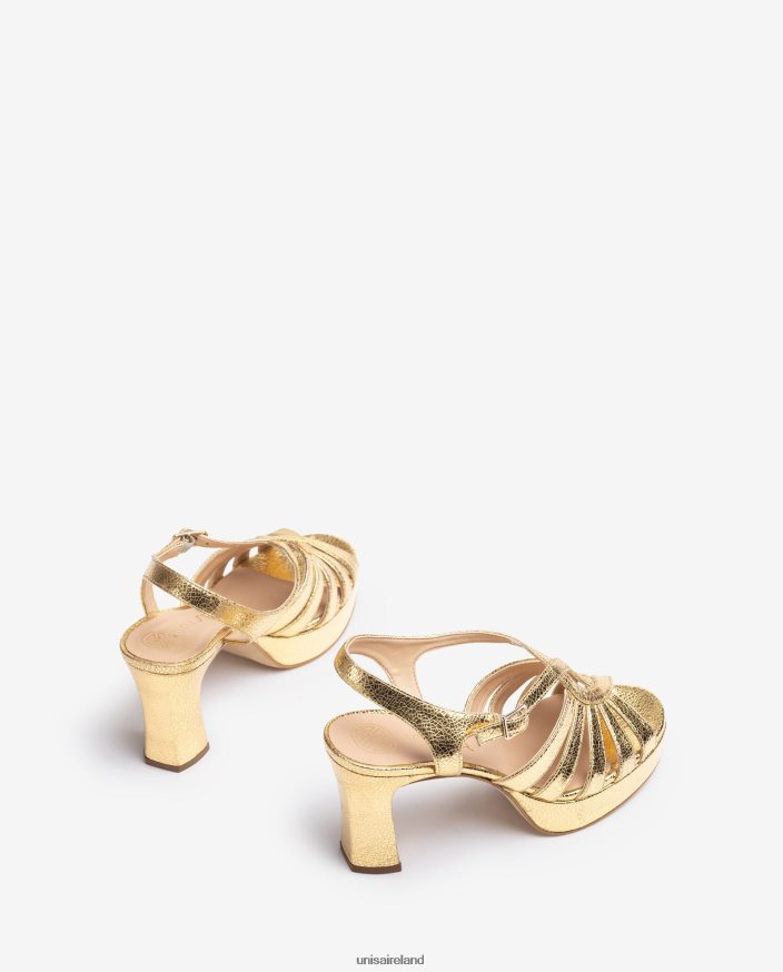 Fashion 80842D231 Women Unisa Strappy sandal in shiny metallic leather