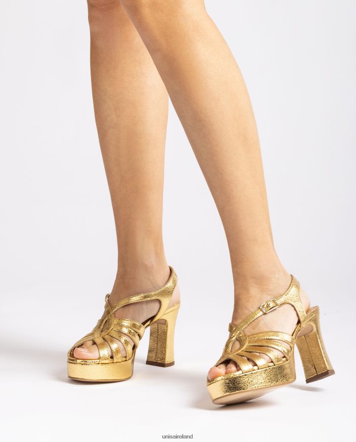 Fashion 80842D231 Women Unisa Strappy sandal in shiny metallic leather