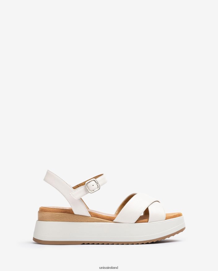 White 80842D342 Women Unisa Sandal with sneaker style sole