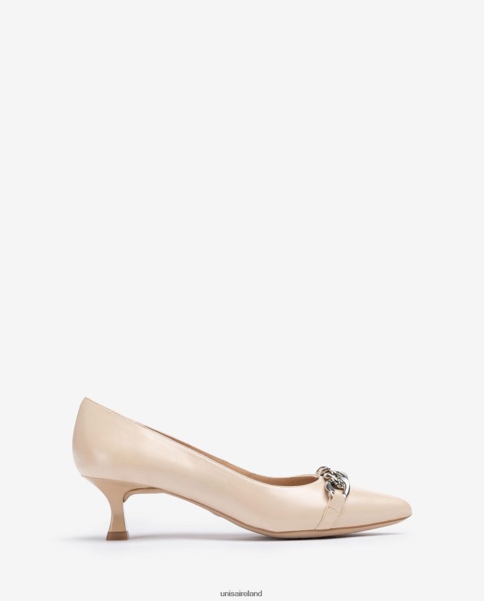 Beige 80842D583 Women Unisa Leather pump with chain