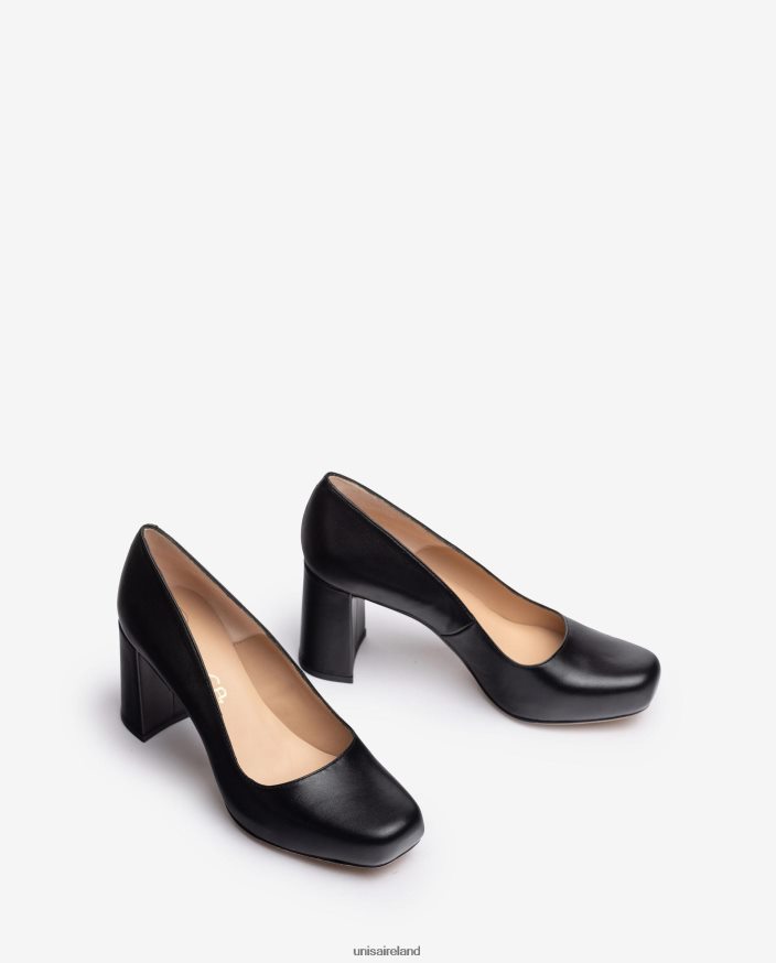 Black 80842D578 Women Unisa Square toe pump with a platform