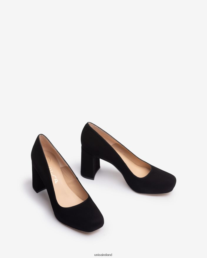 Black 80842D579 Women Unisa Square toe pump with a platform