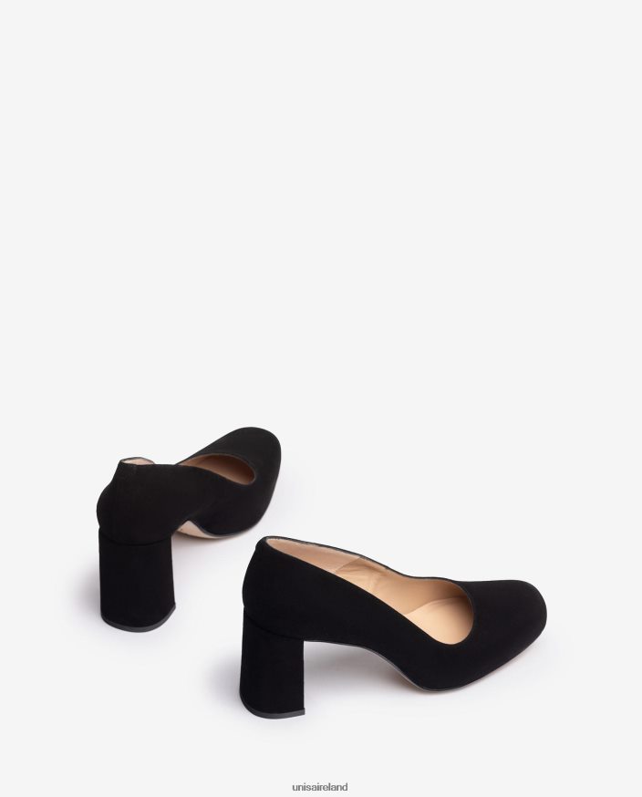 Black 80842D579 Women Unisa Square toe pump with a platform