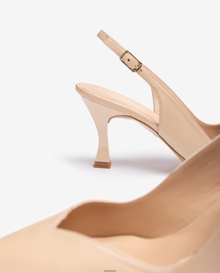 Beige 80842D532 Women Unisa D\'Orsay ankle strap sling back shoe with a painted heel