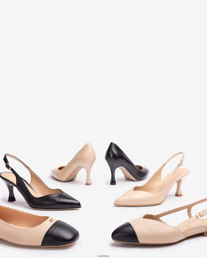 Beige 80842D532 Women Unisa D\'Orsay ankle strap sling back shoe with a painted heel