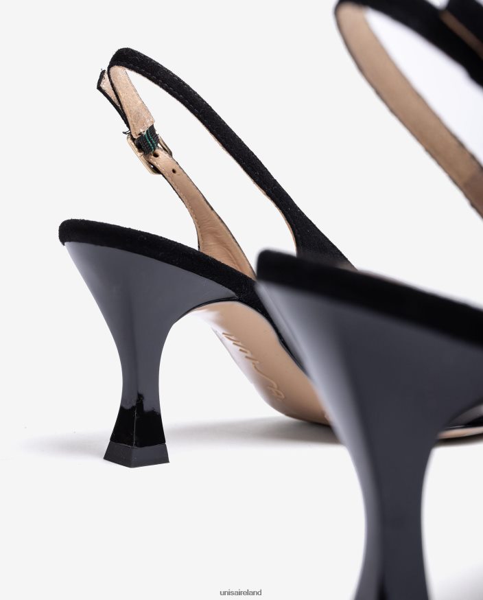 Black 80842D512 Women Unisa D\'Orsay ankle strap sling back shoe with a painted heel