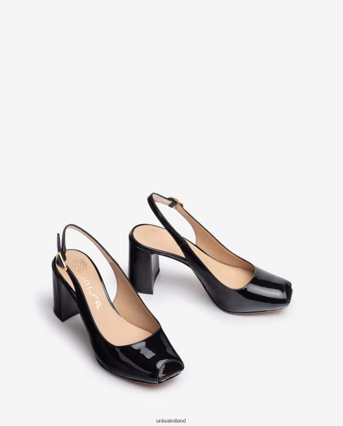 Black 80842D524 Women Unisa Square peep toe sling back