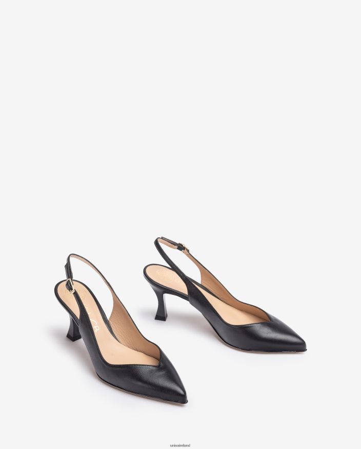 Black 80842D530 Women Unisa D\'Orsay ankle strap sling back shoe with a painted heel