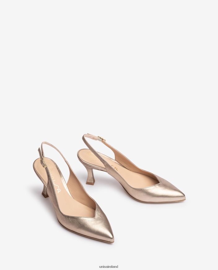 Bronze 80842D504 Women Unisa D\'Orsay ankle strap sling back shoe with a painted heel