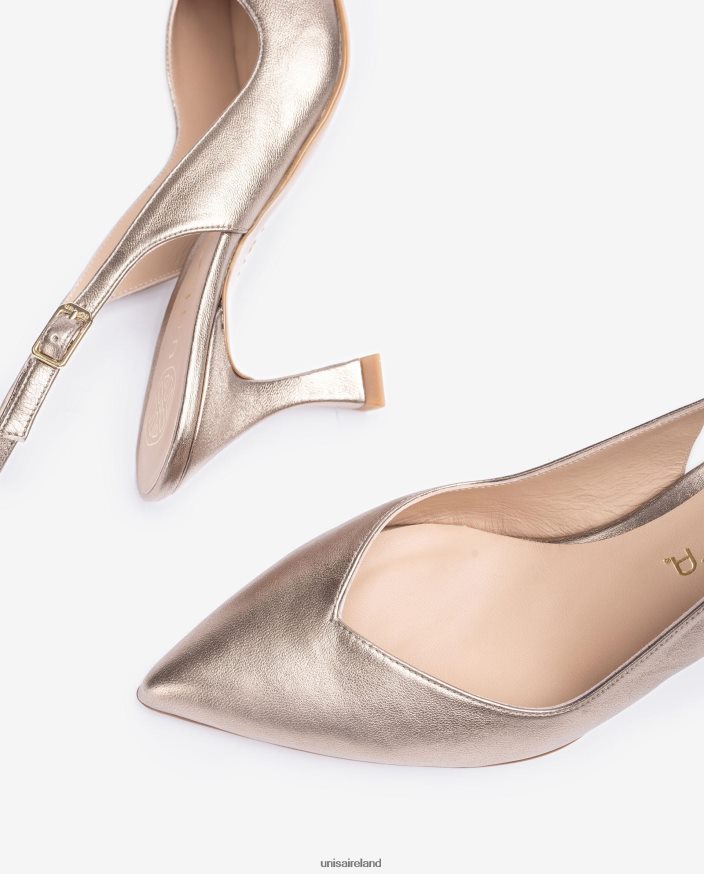 Bronze 80842D504 Women Unisa D\'Orsay ankle strap sling back shoe with a painted heel