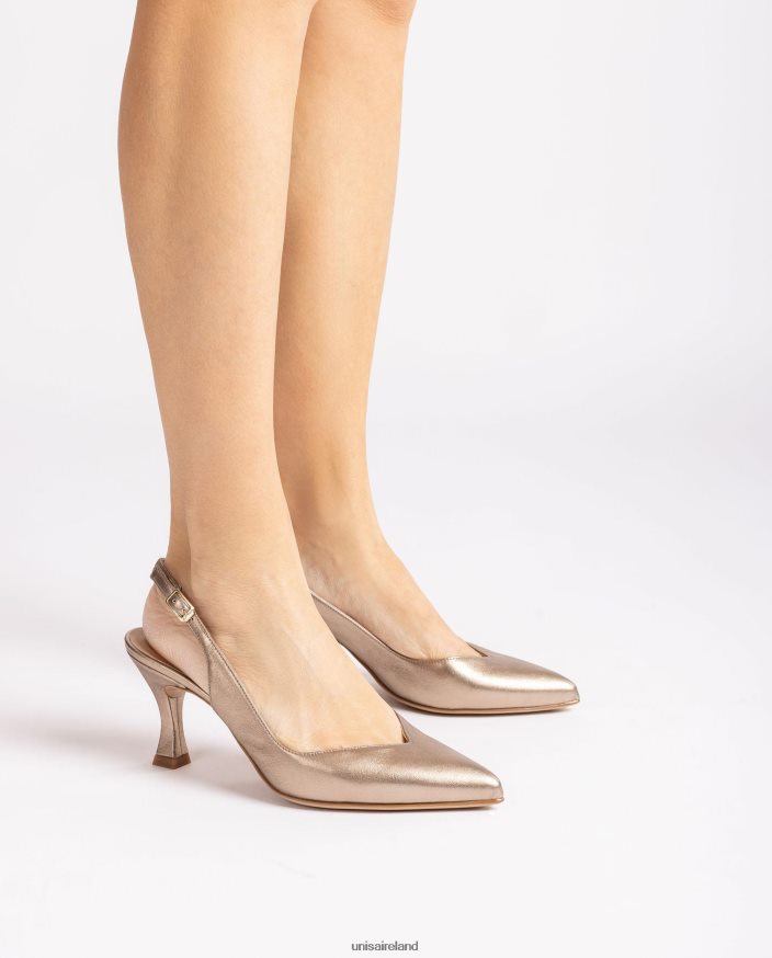 Bronze 80842D504 Women Unisa D\'Orsay ankle strap sling back shoe with a painted heel