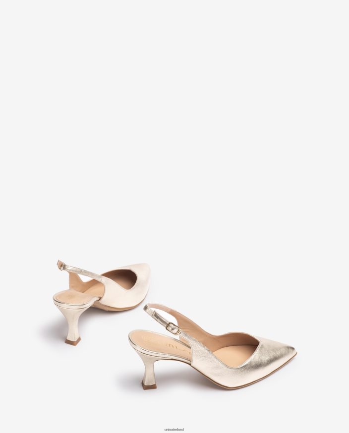 Gold 80842D502 Women Unisa D\'Orsay ankle strap sling back shoe with a painted heel